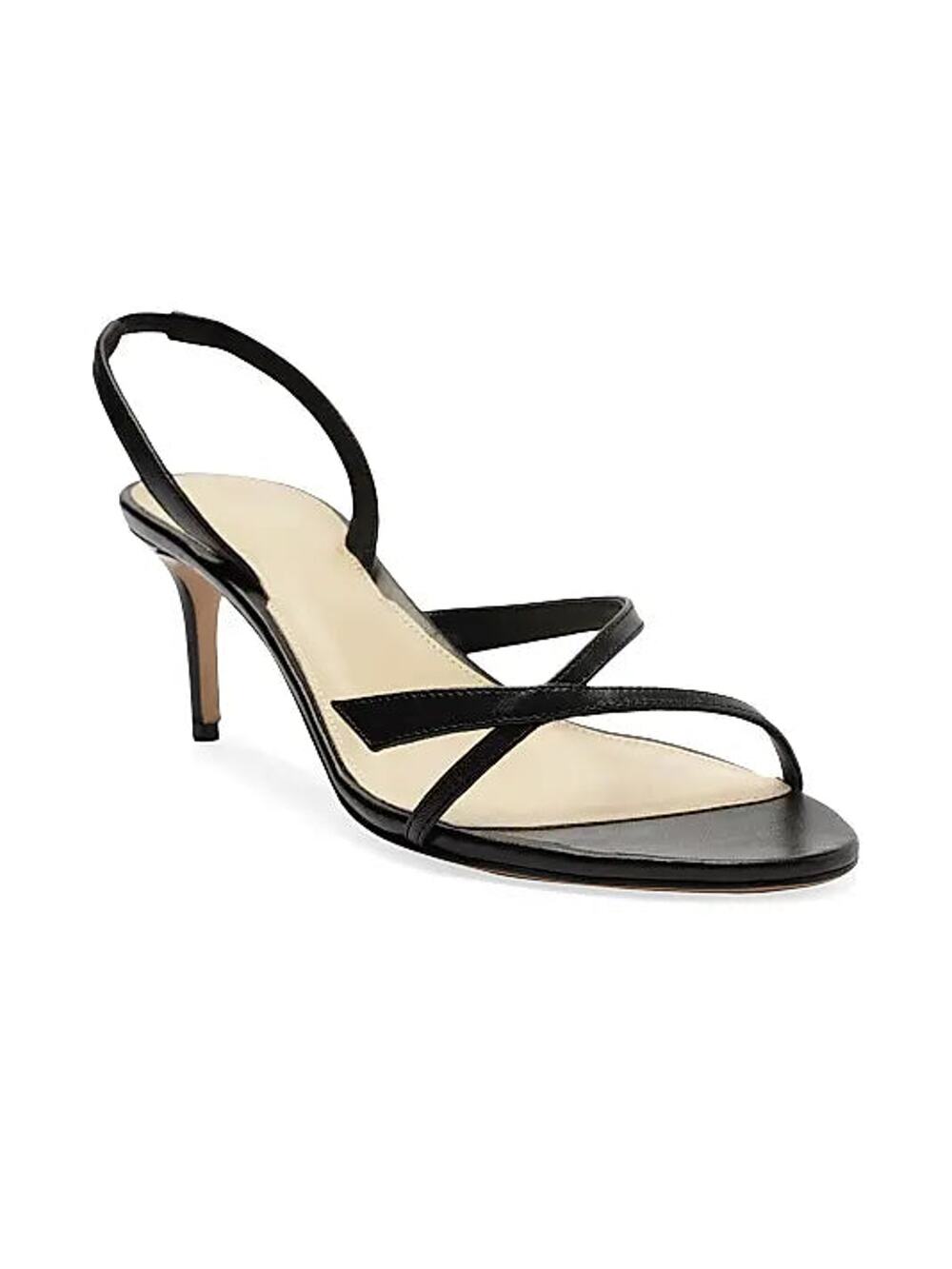 Alexandre Birman Tita Leather Kitten Heel Slingback Sandals Black Womens 39.5